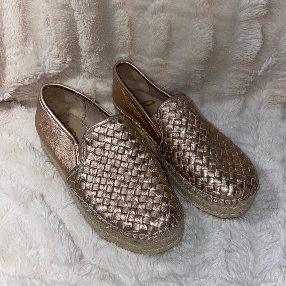 Nwob sam Edelman Catherine woven loafers rose gold